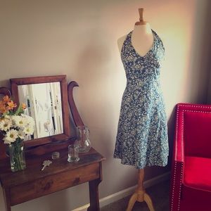 J. Crew vintage style faded blue halter dress